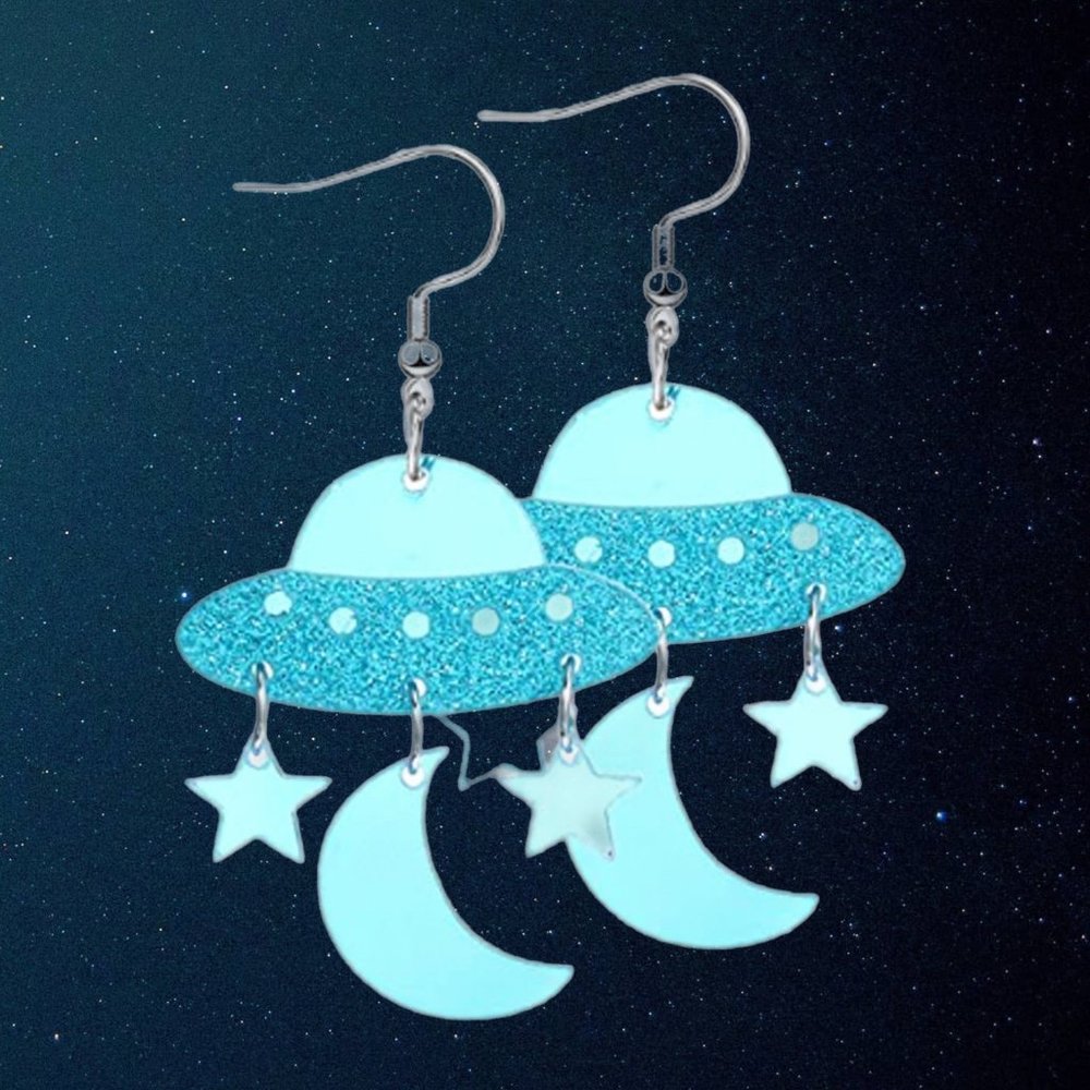 Outer Limits UFO Resin Earrings